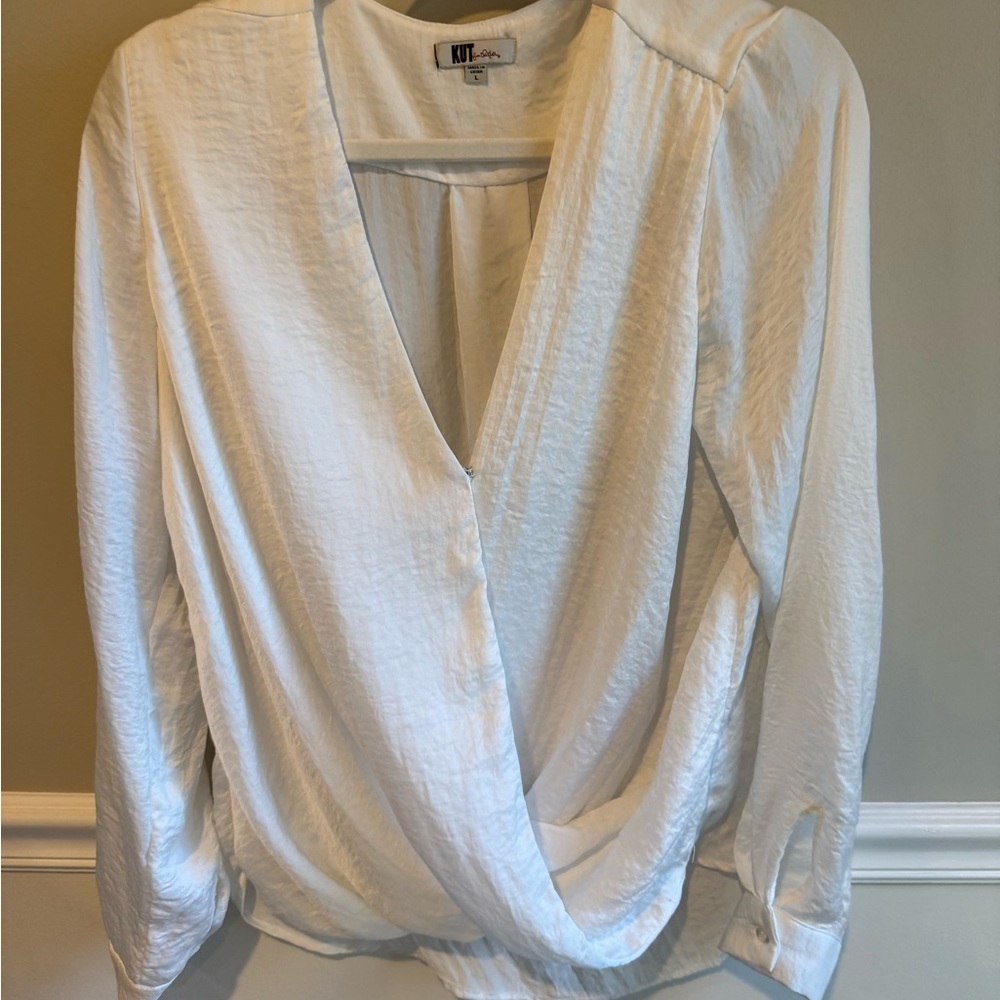 Kut from the Kloth Cream Wrap Blouse